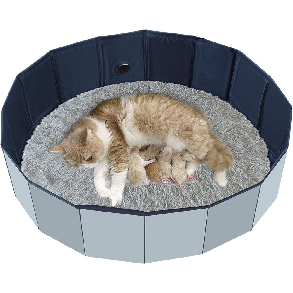 HALAGAS Cat Birthing Box And Foldable Whelping Pool For Cats Nesting Enclosure Grey