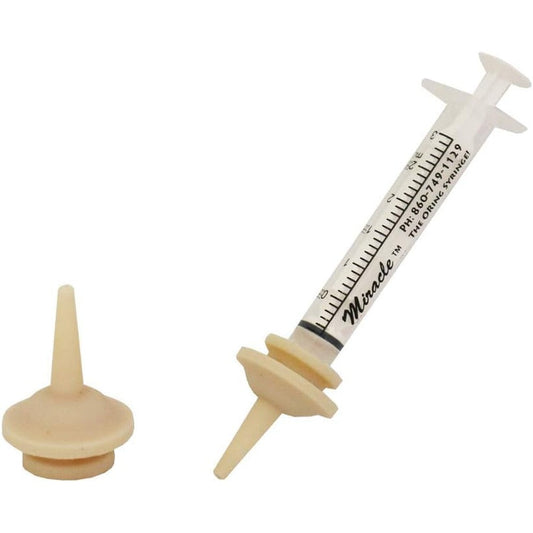 Miracle Nipple Original Pack Of 2 With Miracle Brand O-Ring Syringe For Small Mammal Kitten Small Puppy And Squirrel Nursing Patented Design