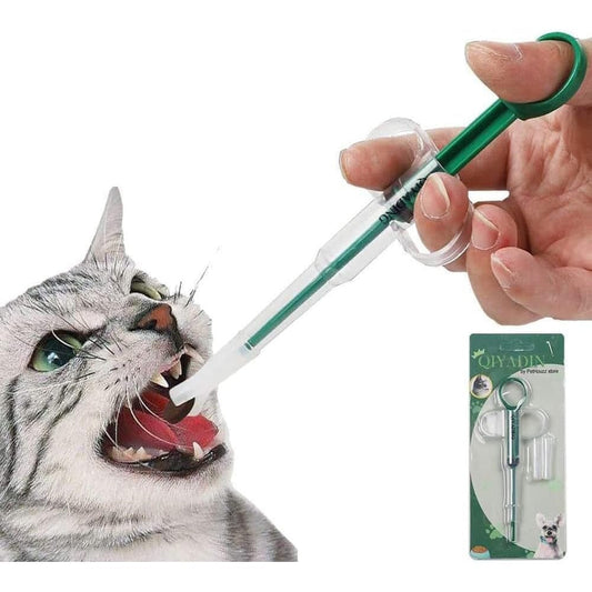 Qiyadin Pet Pill Tablet Syringe With Soft Tip Medical Feeding Tool For Cats And Small Dogs Imported Reusable Silica Gel Dispenser 5.9 By 1.97 Inches
