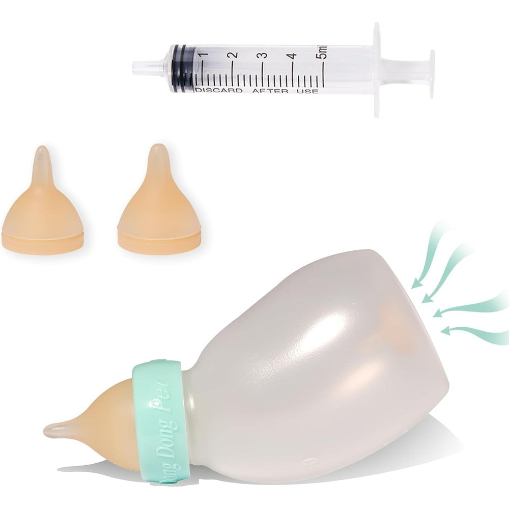 Doggiema Kittens Feeder Bottle With Silicone Feeding Nipple And Syringes For All Breed Puppies And Small Animals Sixty Milliliter