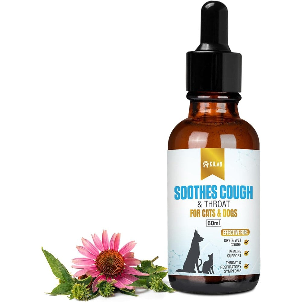 Kilab Respiratory Relief bottle front view natural dog and cat cough medicine