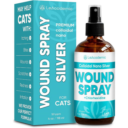 LeAcademic cat wound care spray front view packaging for pet skin relief