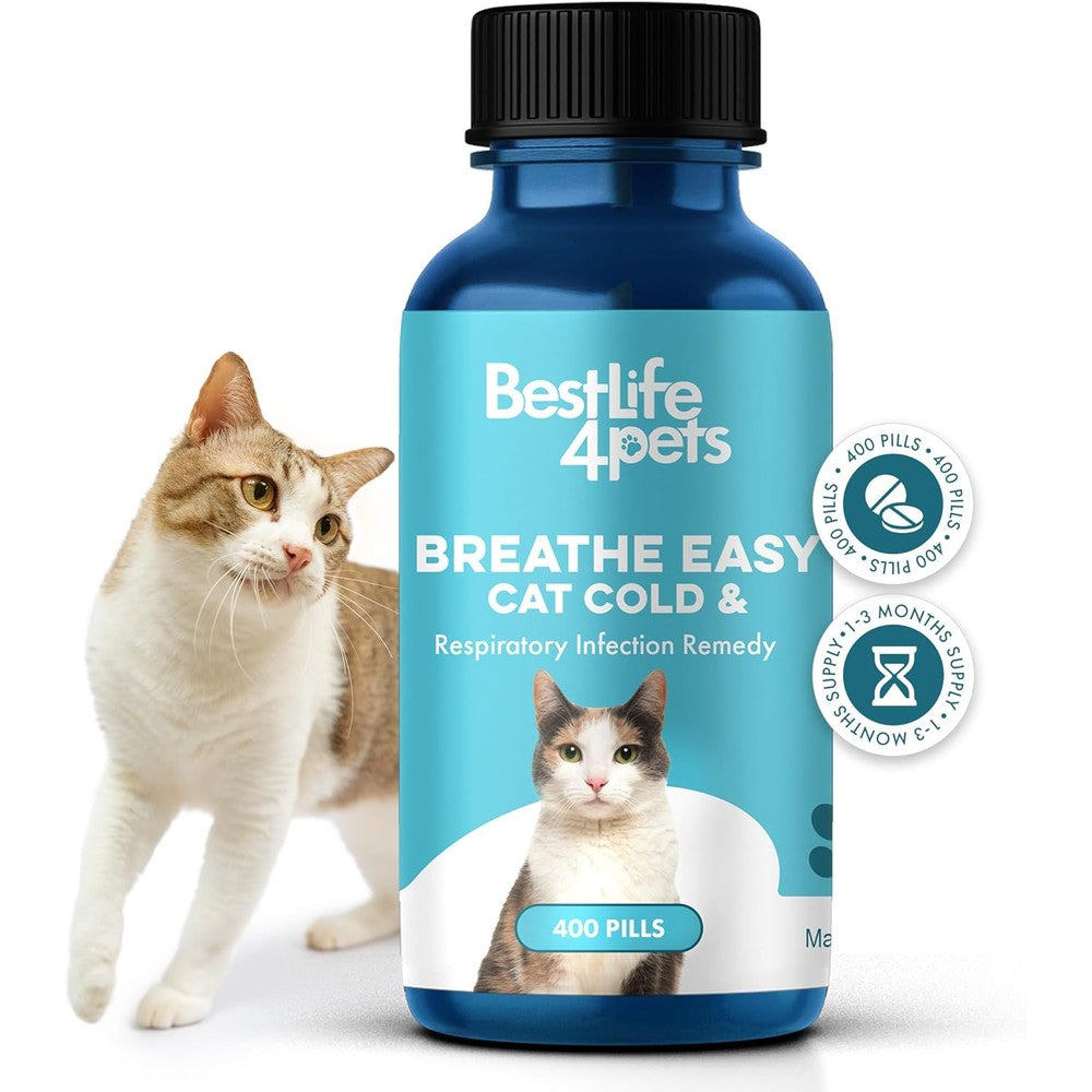 BestLife4Pets Breathe Easy cat respiratory comfort supplement front bottle view