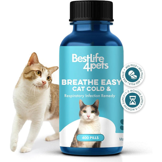BestLife4Pets Breathe Easy cat respiratory comfort supplement front bottle view