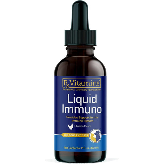 Rx Vitamins Liquid Immuno bottle front view showing chicken flavor labeling