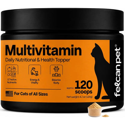 Felcan Pet Daily Cat Food Topper multivitamin powder front view for feline health