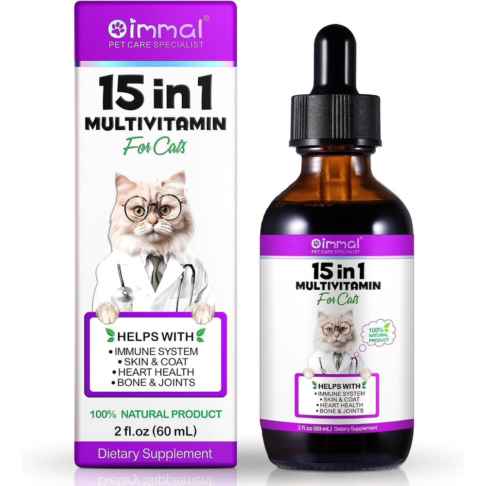 NIFEISHI 15-in-1 multivitamin drops for cats front view showing the liquid dropper bottle packaging.