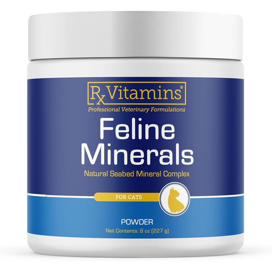 Rx Vitamins Feline Minerals powder supplement front view for cat heart and joint health