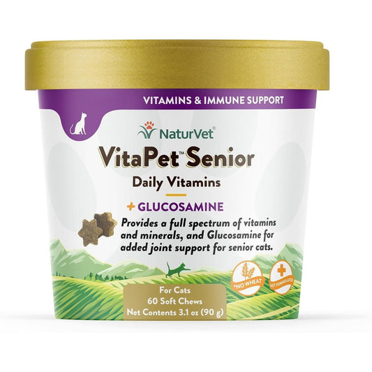 NaturVet VitaPet Senior Daily Vitamins for Cats front packaging view