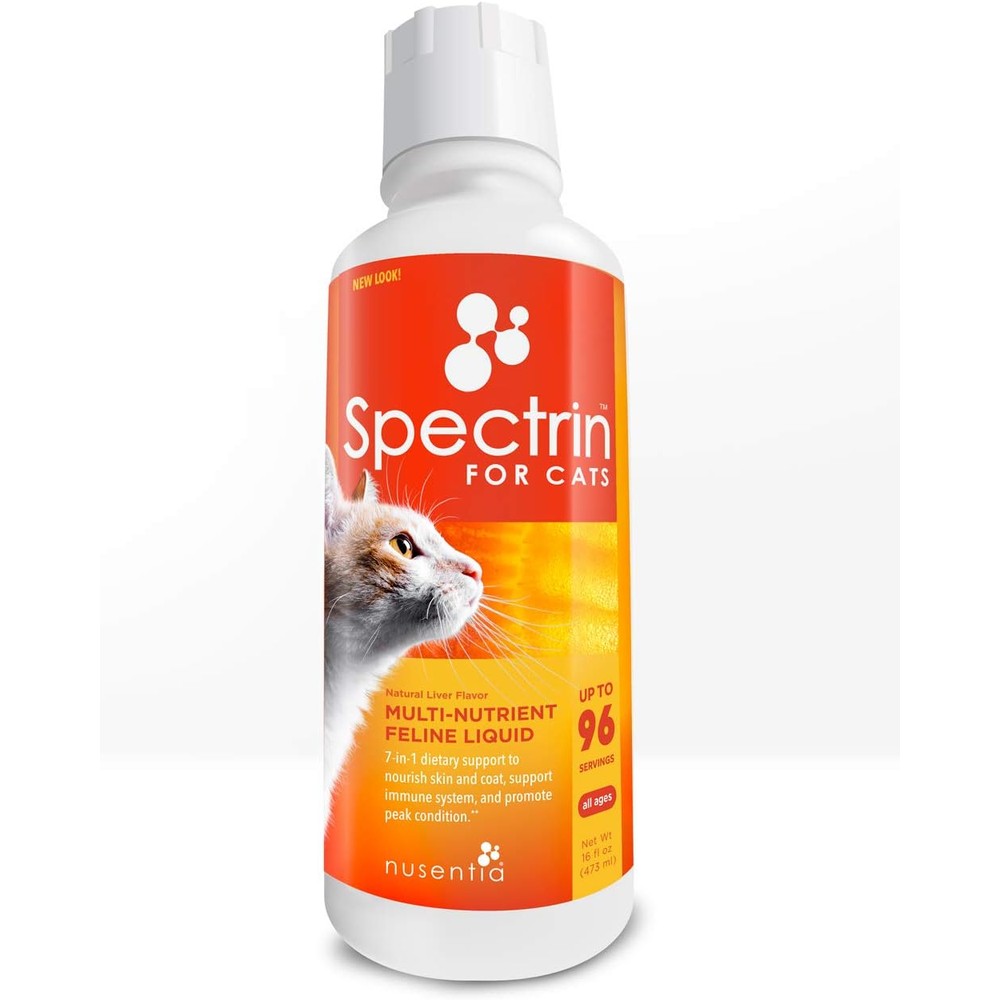 Nusentia Spectrin liquid cat vitamin supplement front view bottle packaging
