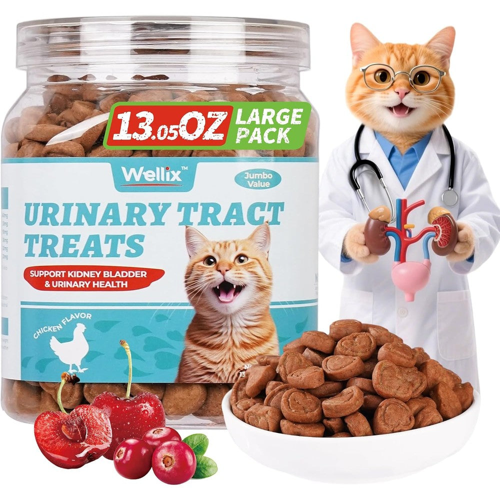 Wellix urinary tract health cat treats 13.5 ounce canister front view