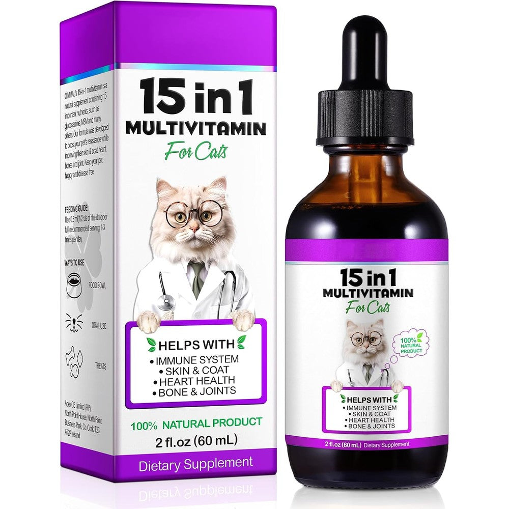 Uocasi Zodenis 15 in 1 Cat Multivitamin Liquid Drops front view packaging