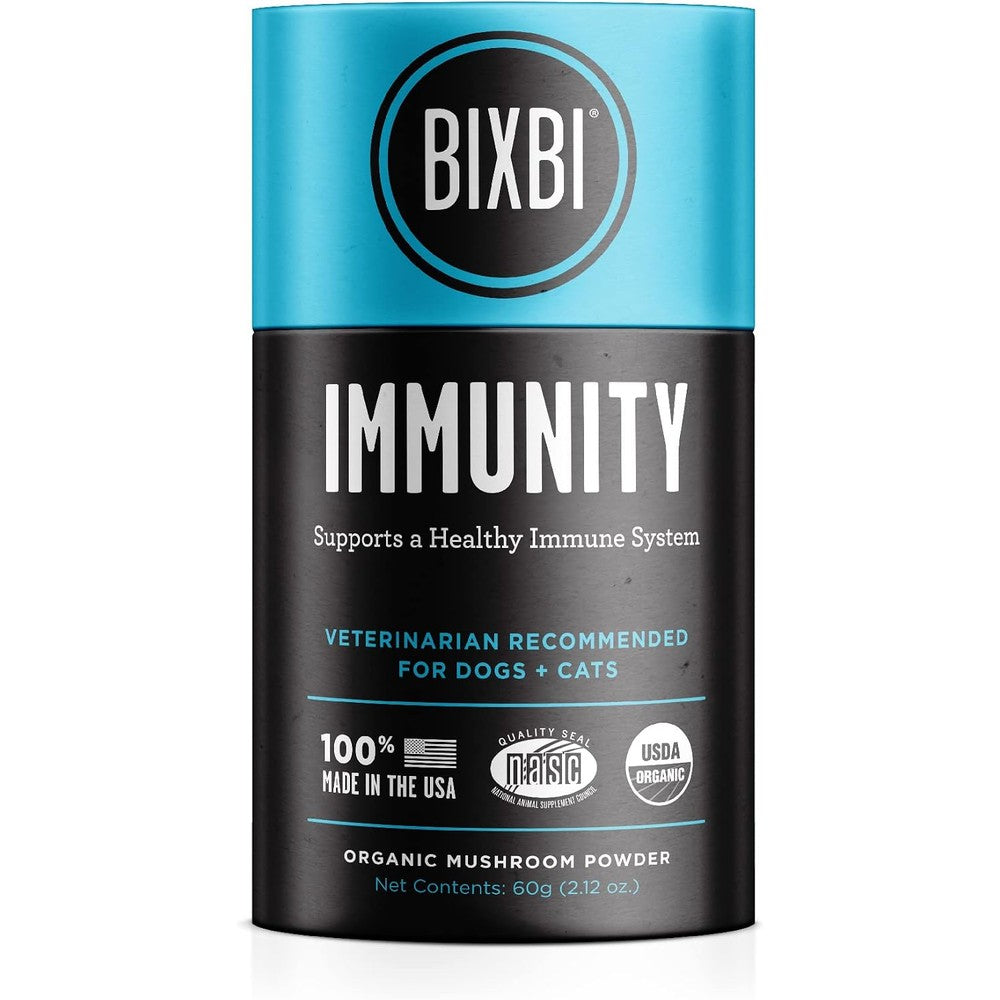 Bixbi Immunity Organic Mushroom Powder front product container view with brand logo