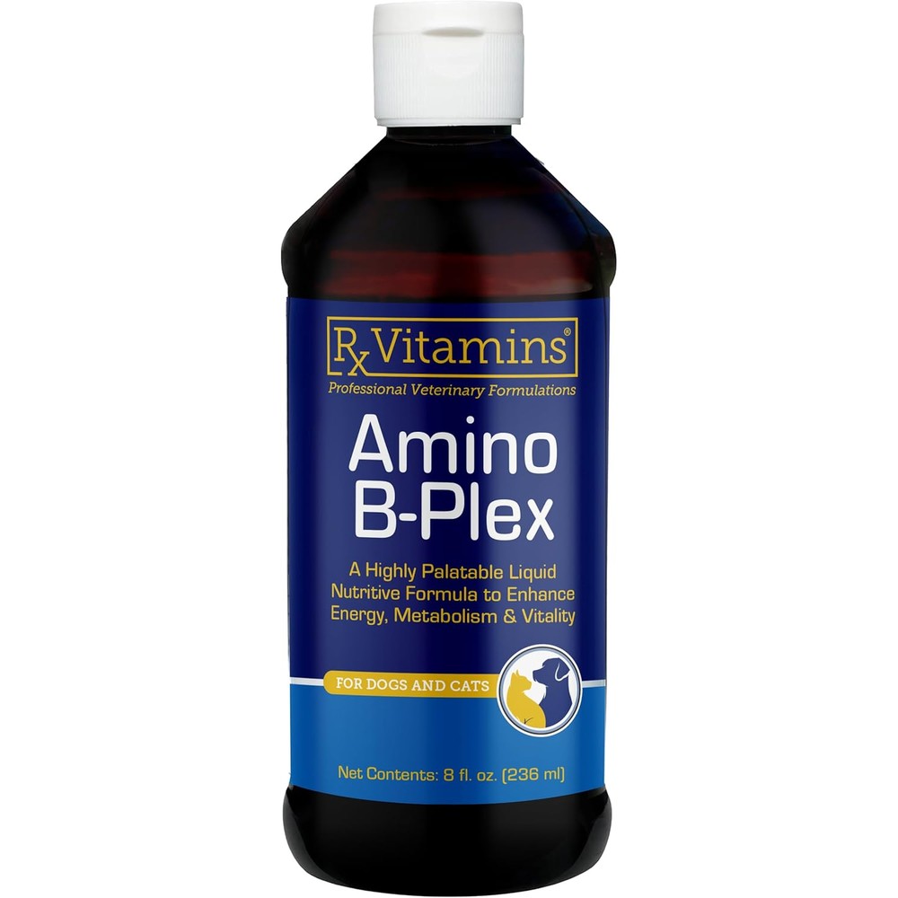 Rx Vitamins Amino B-Plex 8 Ounce bottle front view pet liquid supplement for dogs and cats