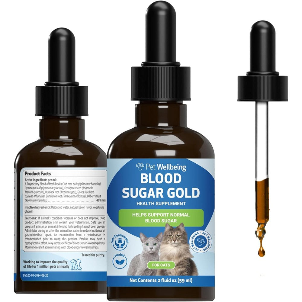 Pet Wellbeing Blood Sugar Gold for Cats front bottle view