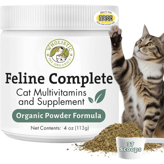 Wholistic Pet Organics Feline Complete 4 ounce powder jar front view