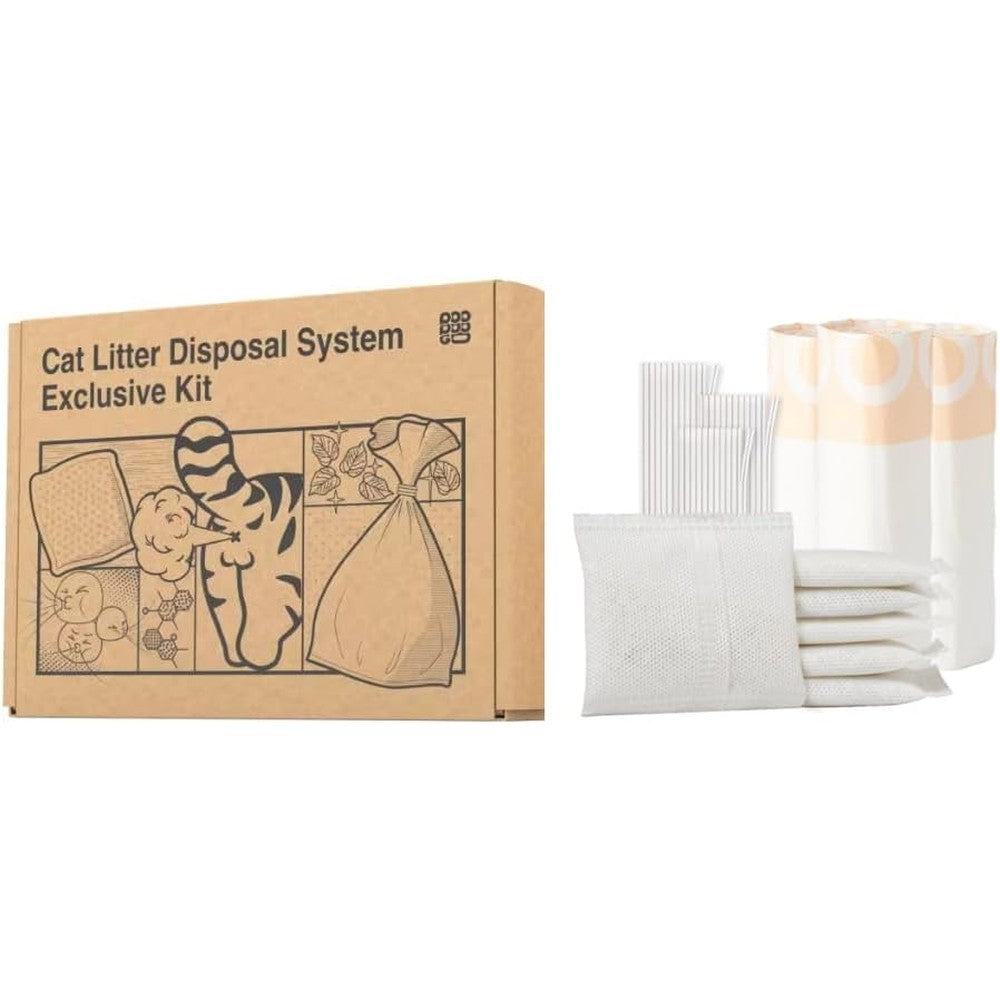 Ayvfirex cat litter box waste bag rolls and deodorizer kit front view