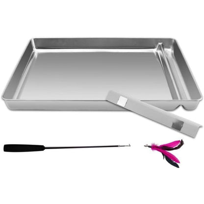 Cosparx stainless steel litter tray front view for ScoopFree