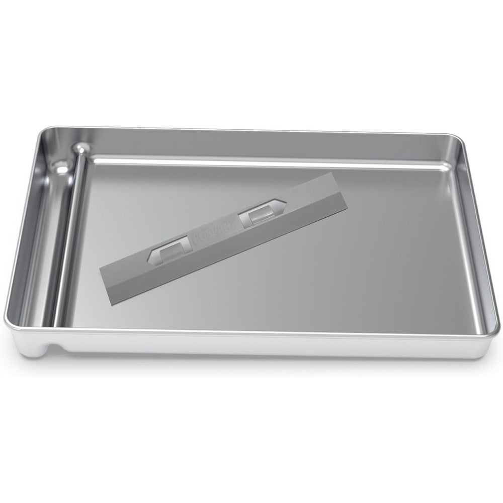 Cosparx stainless steel reusable litter tray front view for cat owners