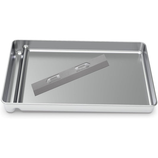 Cosparx stainless steel reusable litter tray front view for cat owners