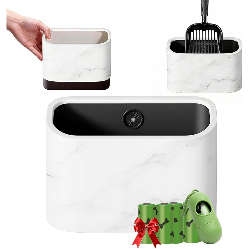 MIsiyuo marble-textured cat litter scoop holder with accessories