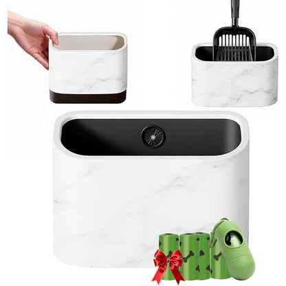 MIsiyuo marble-textured cat litter scoop holder with accessories