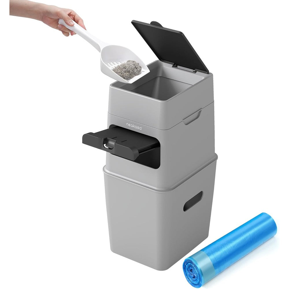 Neakasa PooGuard 9.2L litter disposal bin front view grey