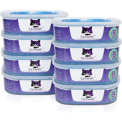 Creatwo cat litter refill bags 8 pack front view showing enhanced odor control cartridges.