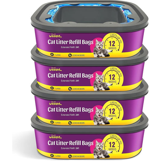 Zippland Wooant cat litter refill bags cartridge 4 pack front view showing packaging details.