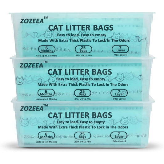 ZOZEEA upgraded cat litter refill bags front view seventy five count package