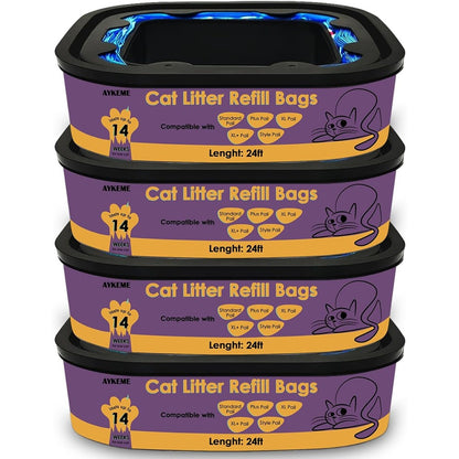 AYKEME cat litter refill bags cartridge four pack front view for odor control packaging