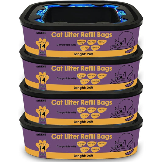AYKEME cat litter refill bags cartridge four pack front view for odor control packaging