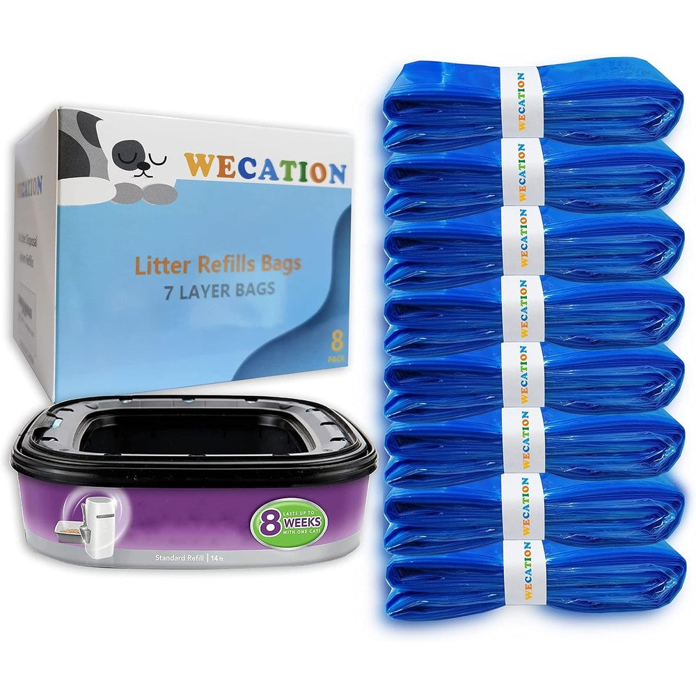 WECATION Cat Litter Refills 8 pack front view universal fit pail liners