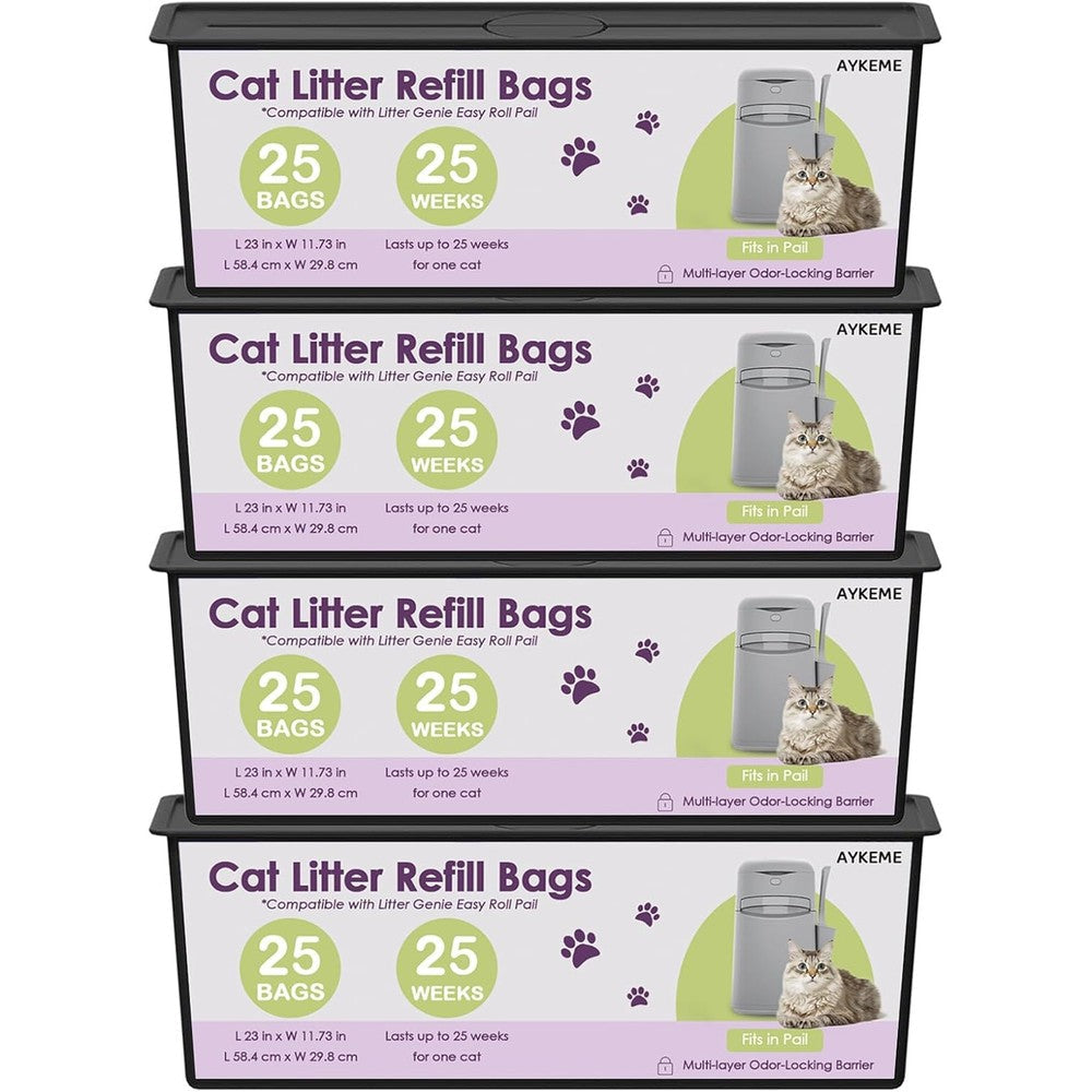 AYKEME cat litter refill roll bags packaging front view for odor control