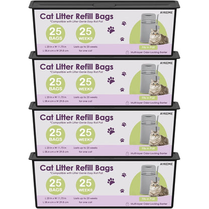 AYKEME cat litter refill roll bags packaging front view for odor control