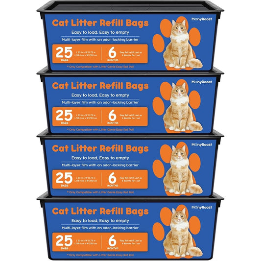 MonyRoost cat litter refill bags four pack front view displaying the packaging box.
