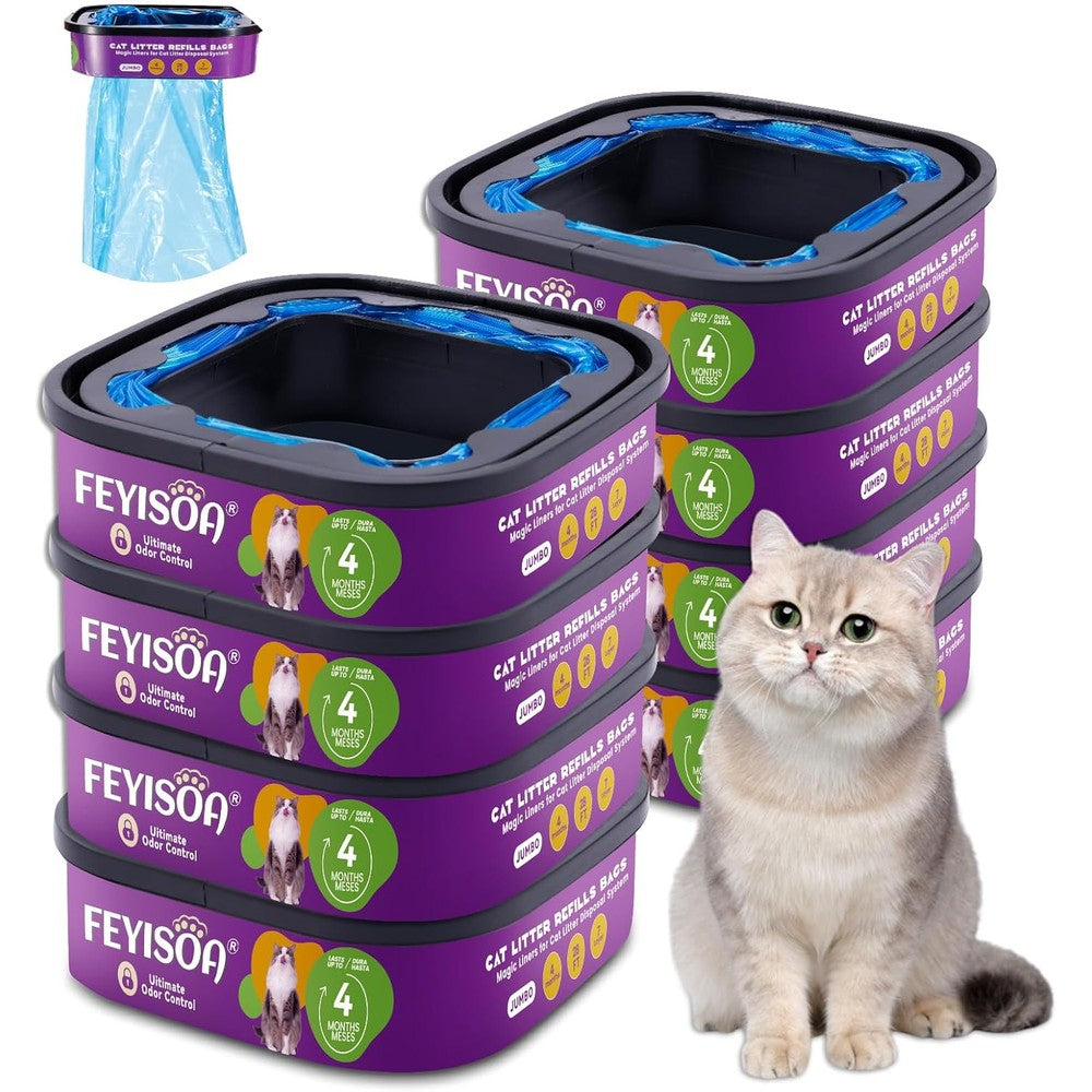 Kingly premium cat litter refill bags jumbo eight pack front packaging view showing odor control cartridges.