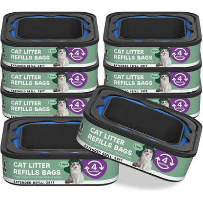 Lisyee cat litter refill bags cartridge front view showing eight pack packaging for pet waste disposal systems.
