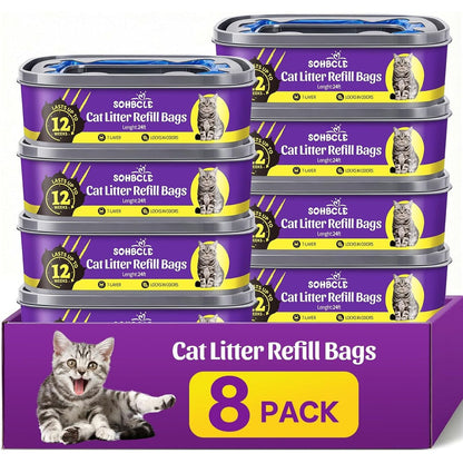 SOHBCLE cat litter refill bags eight pack front view package for odor control pails.