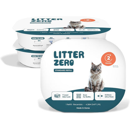 Petsnology Litter Zero Refill Bags three pack front view showcasing the premium odor lock packaging.