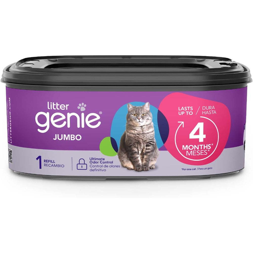 Litter Genie Jumbo Refill Bag packaging front view showcasing ultimate odor control features.