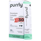 Purrly Interactive Lickable Cat Treats Human Grade Chicken Breast And Turkey Premium Creamy Puree For Immunity And Hydration Thirty Count