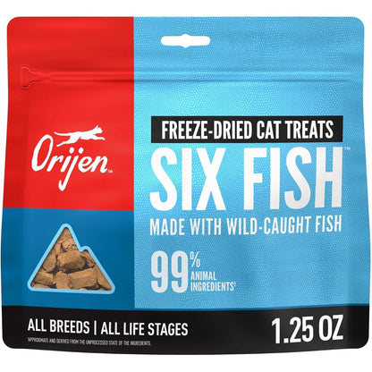 Orijen Six Fish Freeze Dried Cat Treats Grain Free High Protein Raw Animal Ingredients For All Life Stages One Point Two Five Ounce Bag