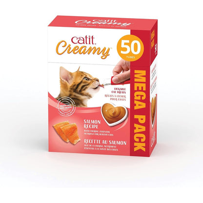Catit Creamy Lickable Cat Treat Healthy All Natural Grain Free Salmon PurÃ©e Pack Of 50 Tubes