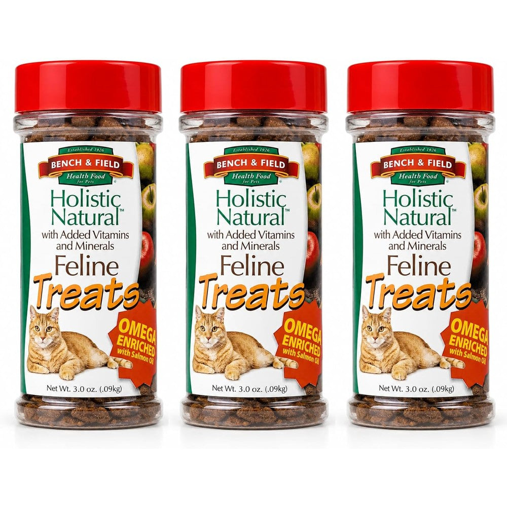 Bench And Field cat treats front view bottle packaging