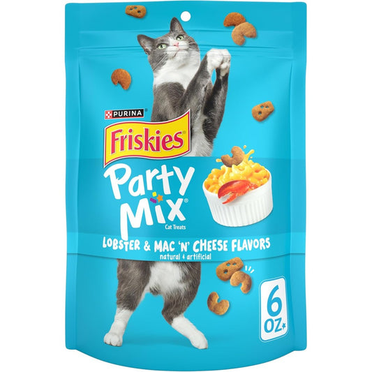 Purina Friskies Party Mix Lobster And Mac N Cheese Flavors Crunchy Cat Treats Pack Of Six Six Ounce Pouches For Adult Cats Imported From USA