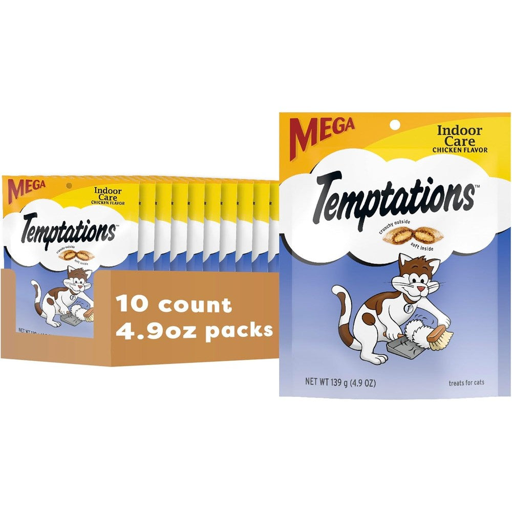 Temptations indoor care cat treats front view package
