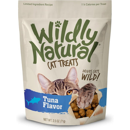 Fruitables Wildly Natural Grain Free Low Calorie Crunchy Cat Treats Tuna Flavor 2.5 Ounce Bag