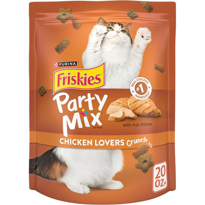 Purina Friskies Party Mix Chicken Lovers Crunch Crunchies Adult Cat Treats Twenty Ounce Resealable Pouch
