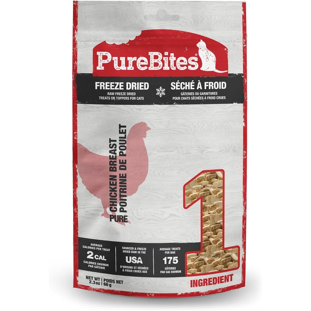PureBites freeze dried chicken breast cat treats front view packaging